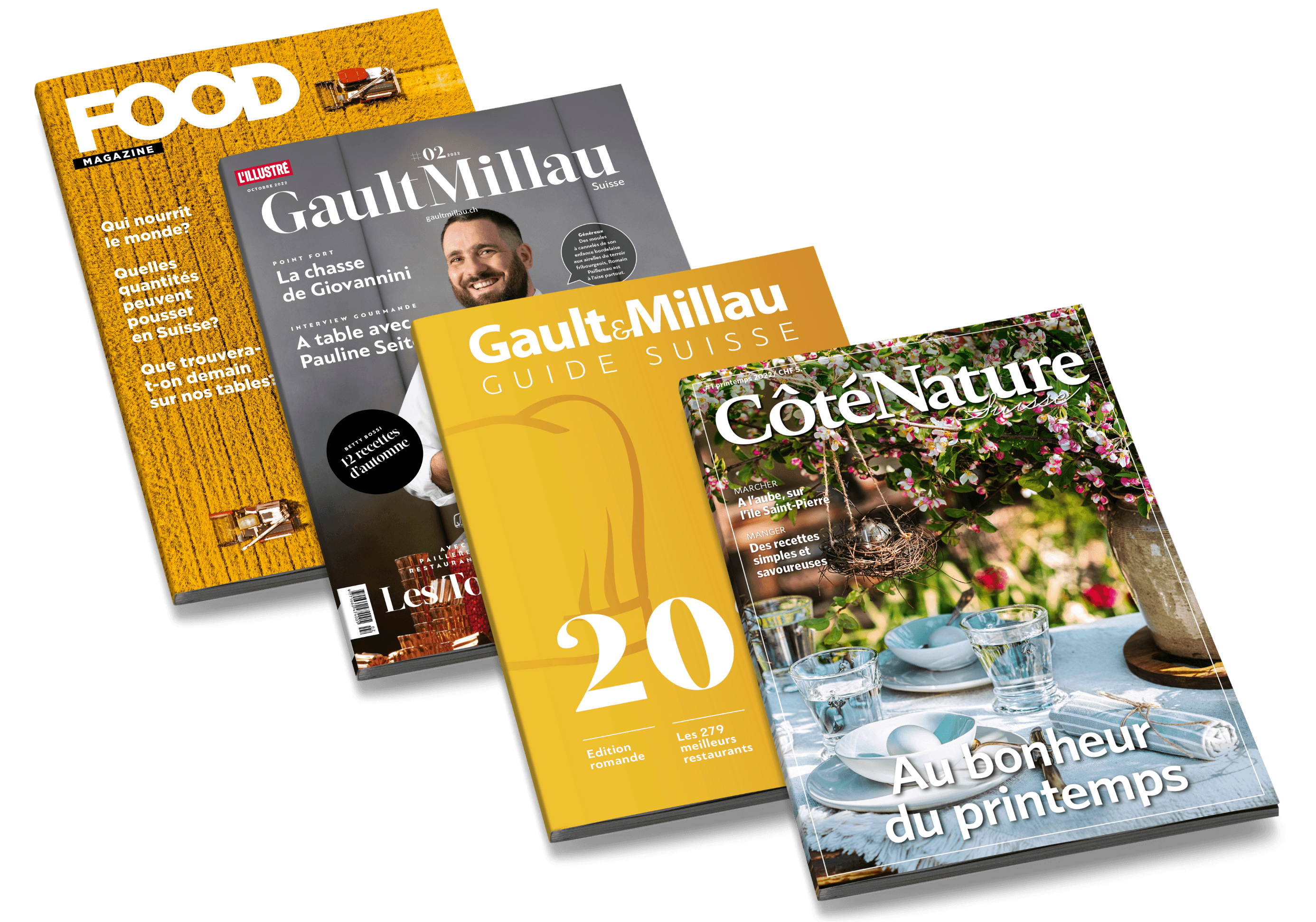 Logo | Suppléments <h2>Des suppléments de qualité</h2>
<p>Les magazines CôtéNature et GaultMillau, ainsi que de nombreux guides thématiques concernant le sport, les balades, la nature, la gastronomie et l'automobile.</p>