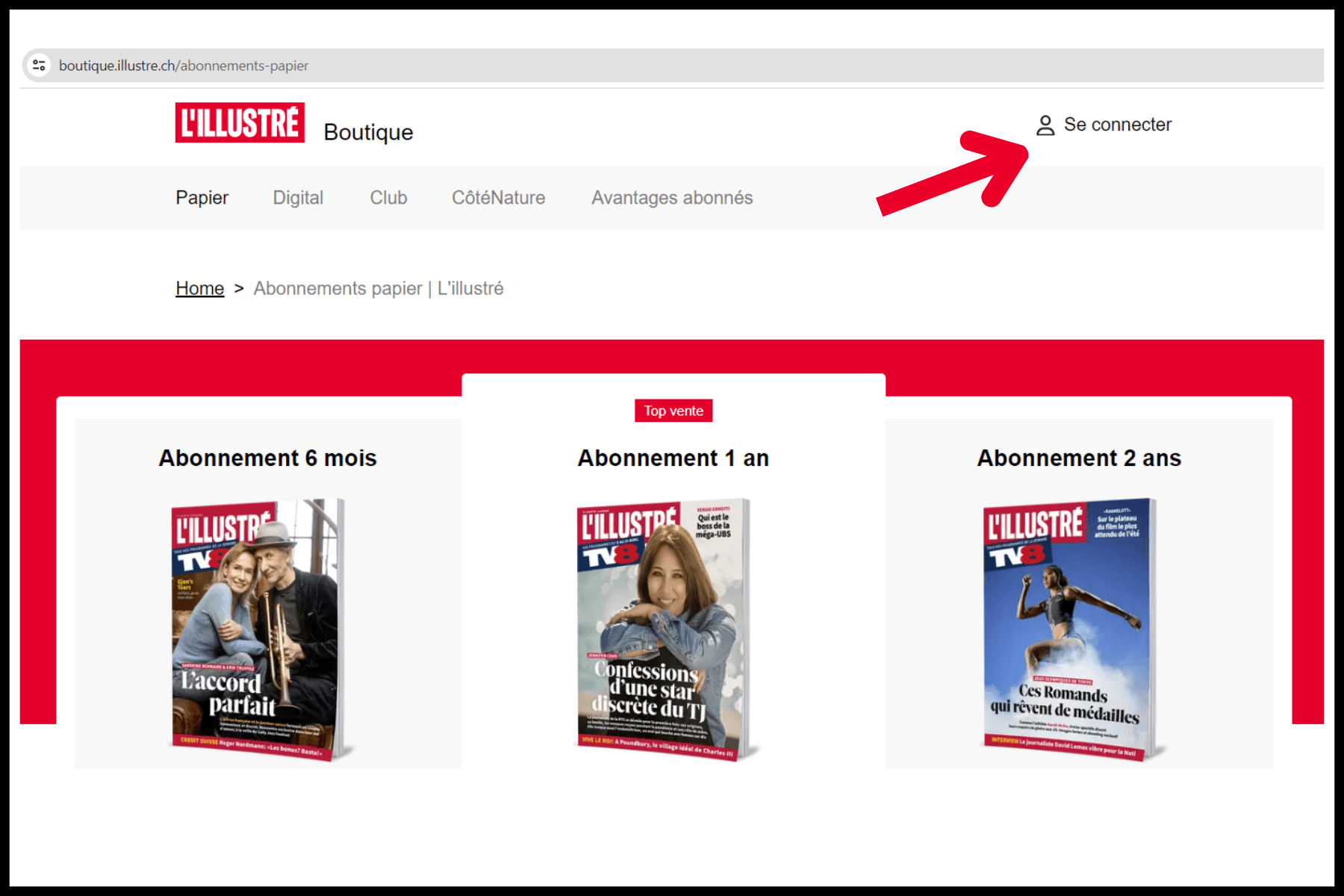 Design Sans Titre (7) <p>1) Connectez vous sur <a href="https://boutique.illustre.ch/" target="_blank" rel="noopener">boutique.illustre.ch</a> et cliquez ensuite sur “Se connecter”</p>